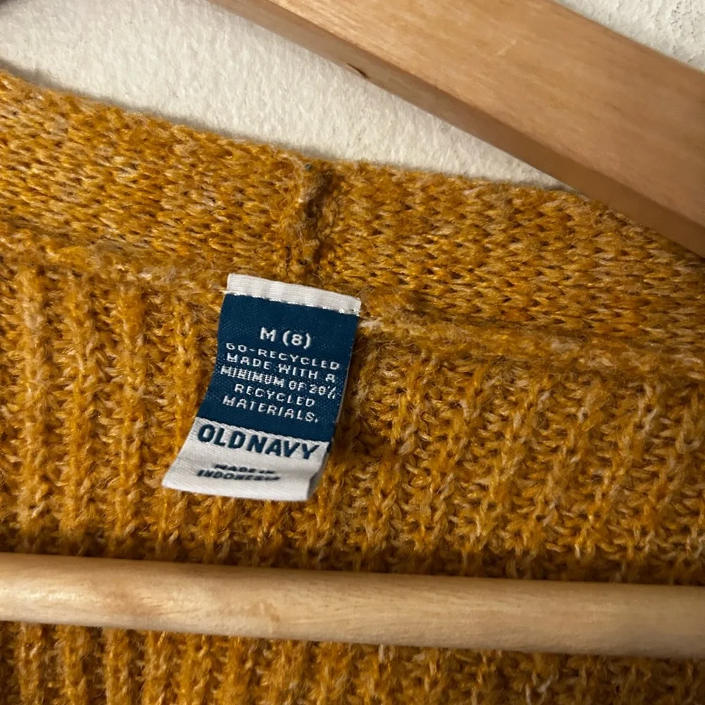Old Navy Girls Medium 8 Wool Blend Mustard Cropped Cardigan Sweater